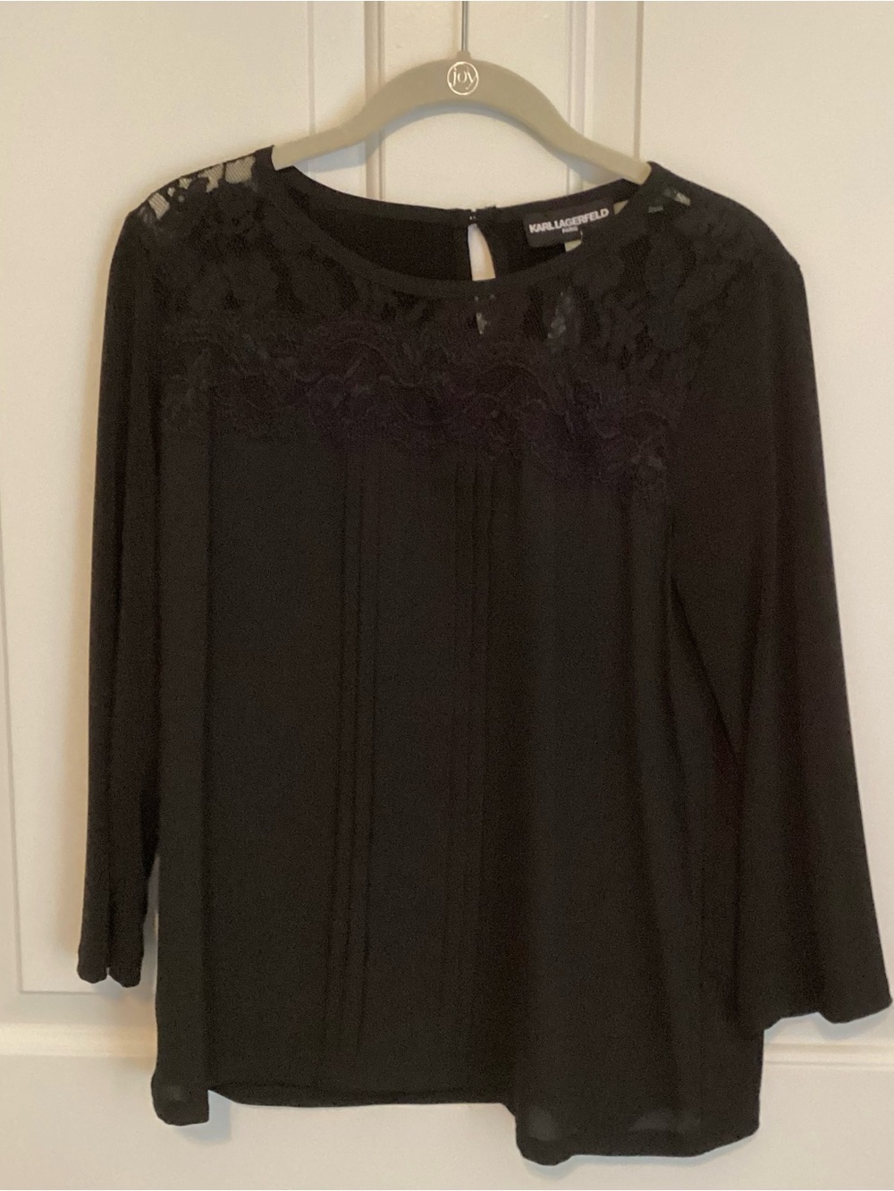 Karl Lagerfeld Black Lace Yoke Blouse